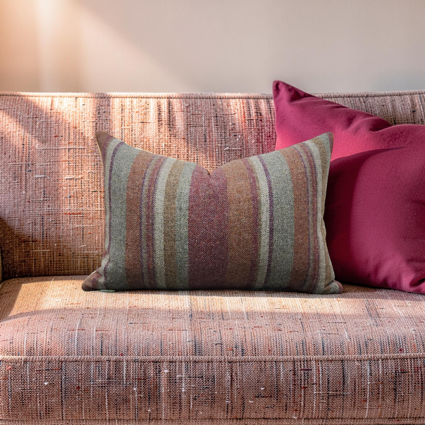 Lumbar Pillow Lindisfarne Stripe - Russet/Sage 12x18" Knife Edge Cover