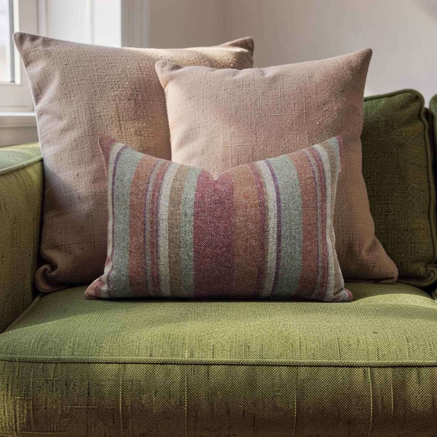 Lumbar Pillow Lindisfarne Stripe - Russet/Sage 12x18" Knife Edge Cover