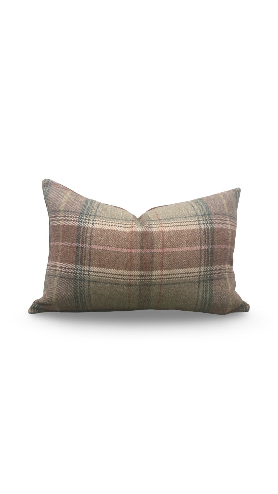 Mulberry Lumbar Pillow Shetland Plaid Quartz 12x18" Knife Edge Cover