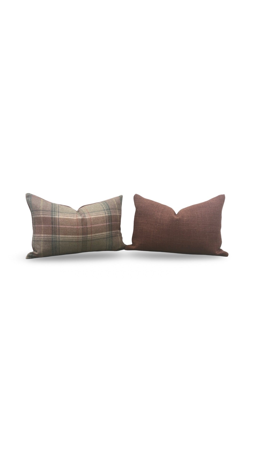 Mulberry Lumbar Pillow Shetland Plaid Quartz 12x18" Knife Edge Cover