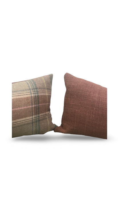 Mulberry Lumbar Pillow Shetland Plaid Quartz 12x18" Knife Edge Cover