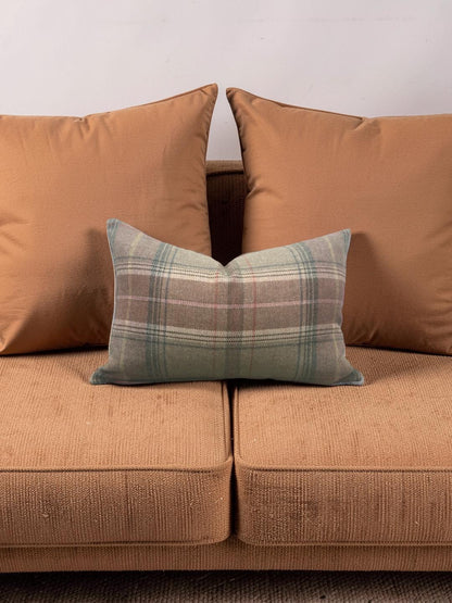 Mulberry Lumbar Pillow Shetland Plaid Quartz 12x18" Knife Edge Cover