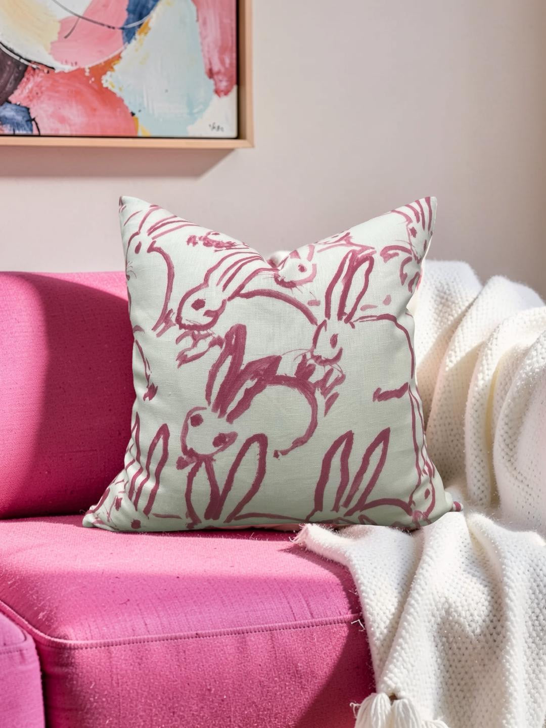 Lee Jofa Decorative Pillow Hunt Slonem Pink 22x22" Knife Edge Cover