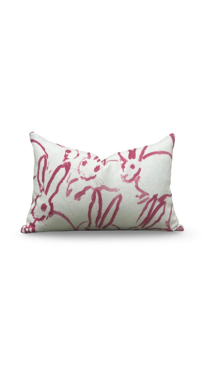 Lee Jofa Lumbar Pillow Hunt Slonem Pink 12x18" Knife Edge Cover