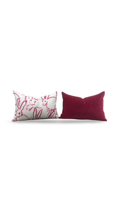 Lee Jofa Lumbar Pillow Hunt Slonem Pink 12x18" Knife Edge Cover