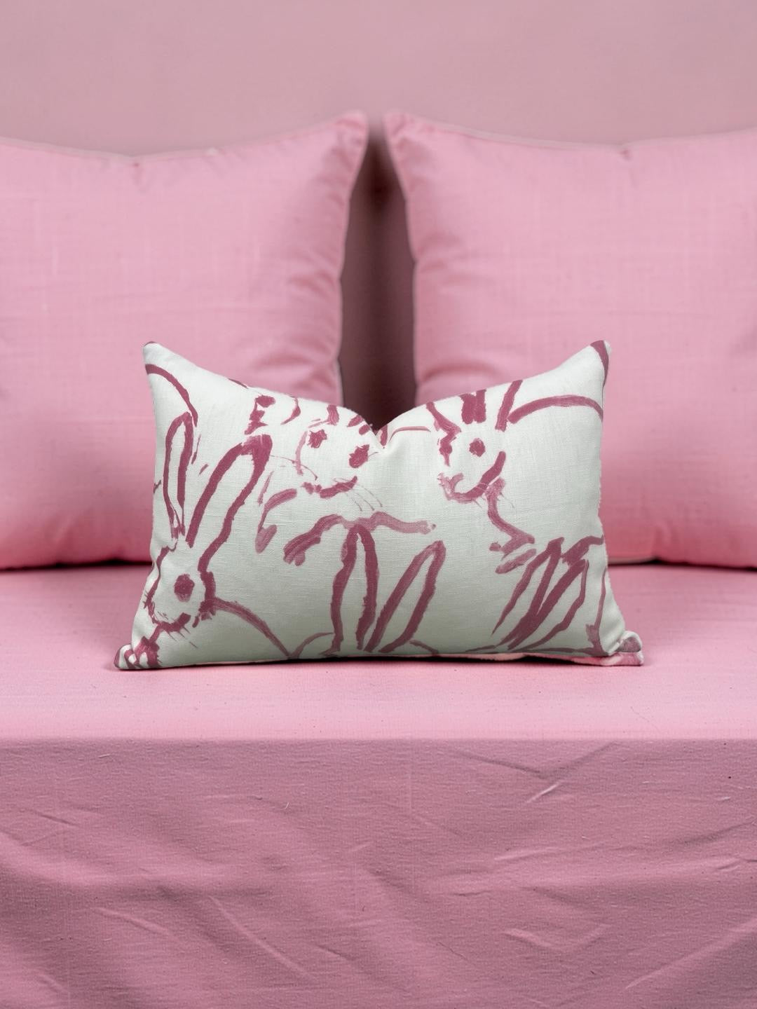 Lee Jofa Lumbar Pillow Hunt Slonem Pink 12x18" Knife Edge Cover