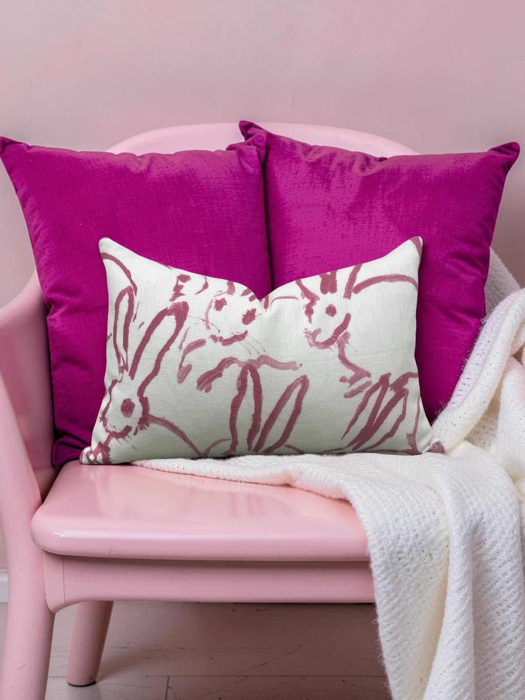 Lee Jofa Lumbar Pillow Hunt Slonem Pink 12x18" Knife Edge Cover