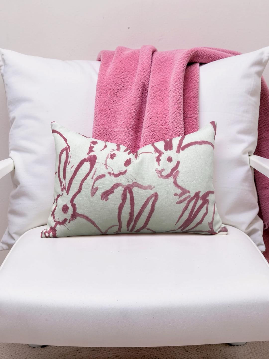 Lee Jofa Lumbar Pillow Hunt Slonem Pink 12x18" Knife Edge Cover
