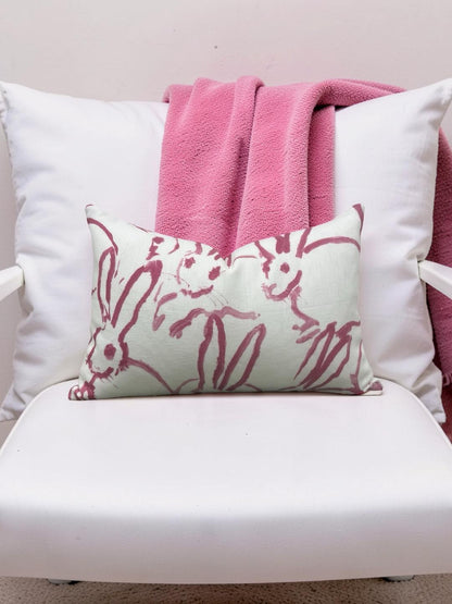 Lee Jofa Lumbar Pillow Hunt Slonem Pink 12x18" Knife Edge Cover