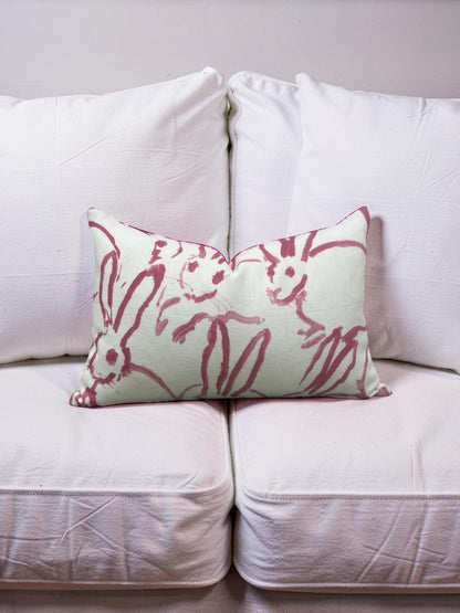 Lee Jofa Lumbar Pillow Hunt Slonem Pink 12x18" Knife Edge Cover