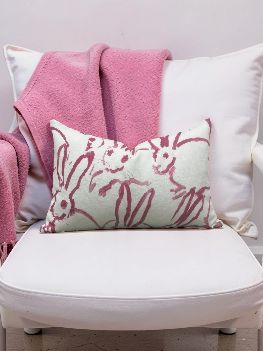 Lee Jofa Lumbar Pillow Hunt Slonem Pink 12x18" Knife Edge Cover