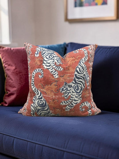 Tiger Print Decorative Pillow Bongol Poppy 20x20" Knife Edge Cover