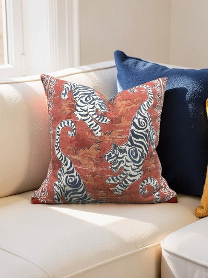 Tiger Print Decorative Pillow Bongol Poppy 20x20" Knife Edge Cover