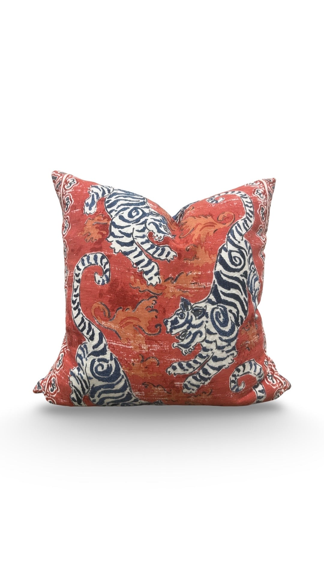 Tiger Print Decorative Pillow Bongol Poppy 20x20" Knife Edge Cover