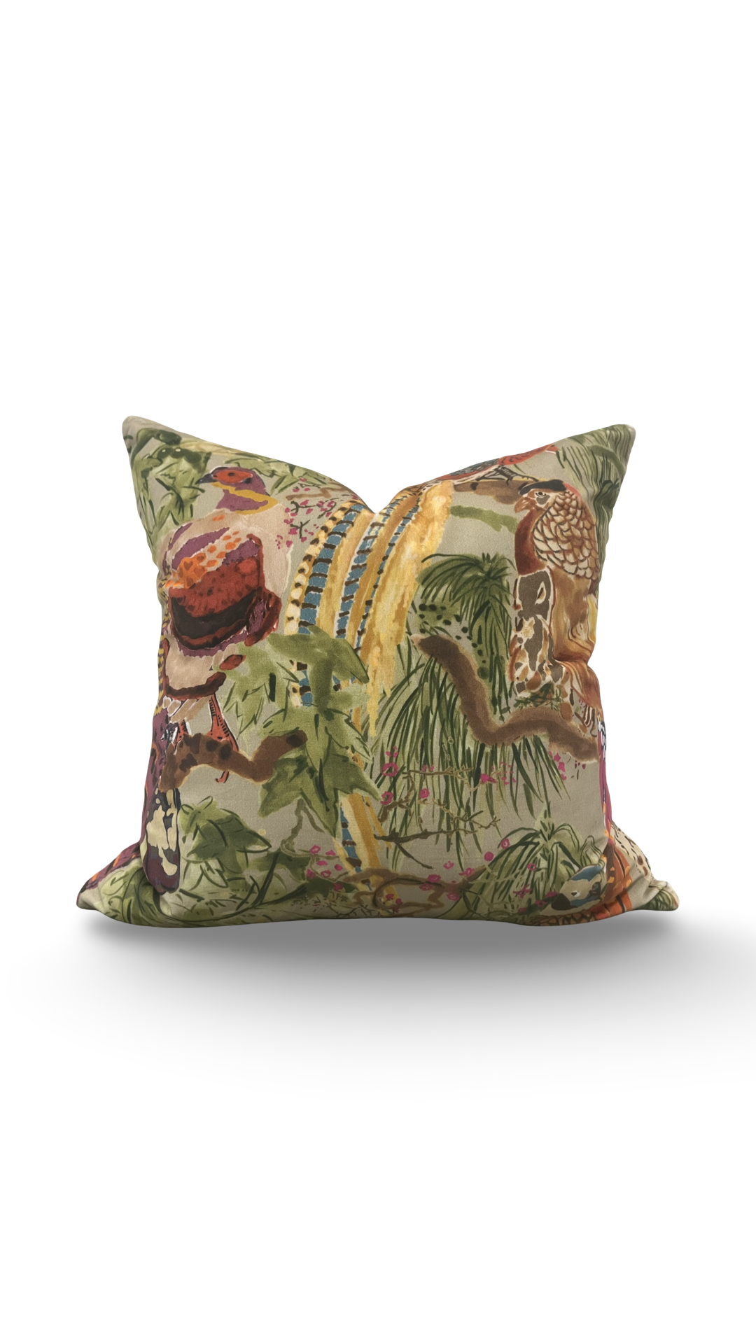Game Birds Velvet Decorative Pillow 22x22" Knife Edge Cover