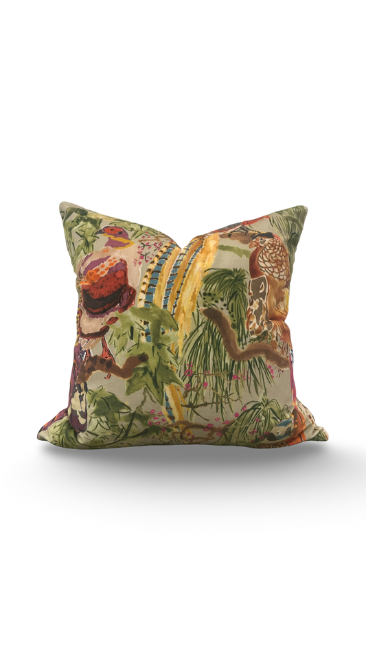 Game Birds Velvet Decorative Pillow 22x22" Knife Edge Cover