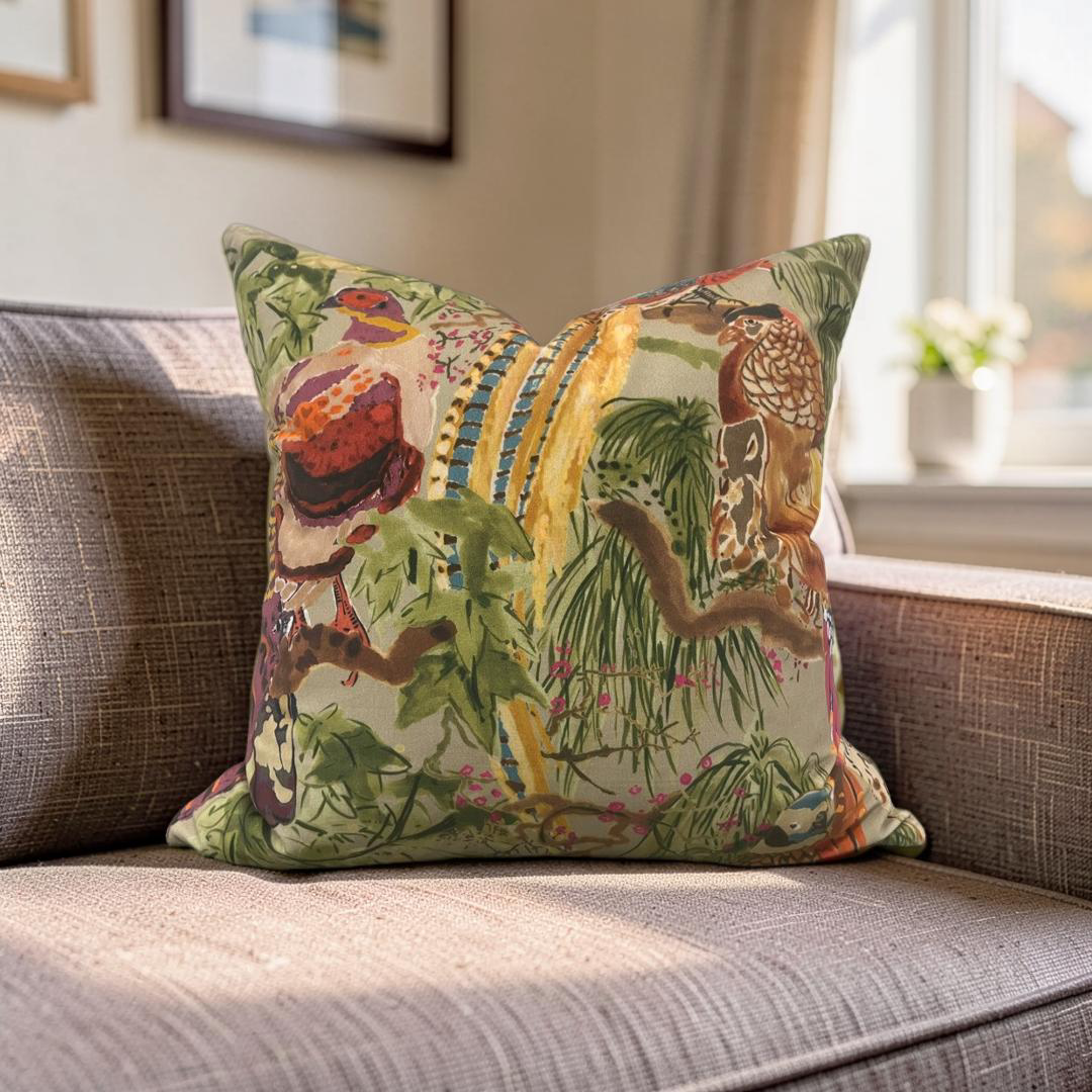 Game Birds Velvet Decorative Pillow 22x22" Knife Edge Cover