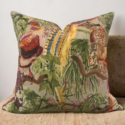Game Birds Velvet Decorative Pillow 22x22" Knife Edge Cover