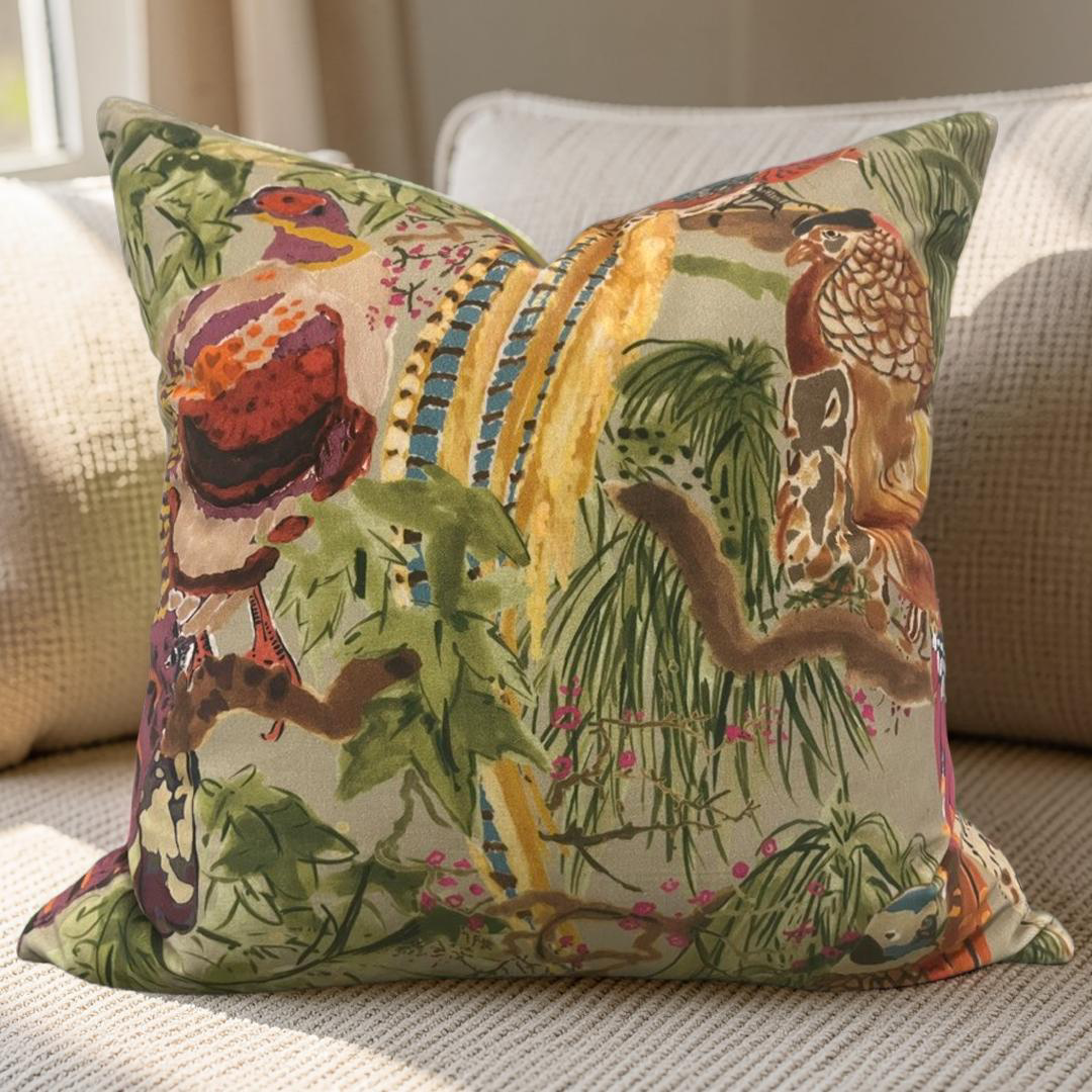 Game Birds Velvet Decorative Pillow 22x22" Knife Edge Cover