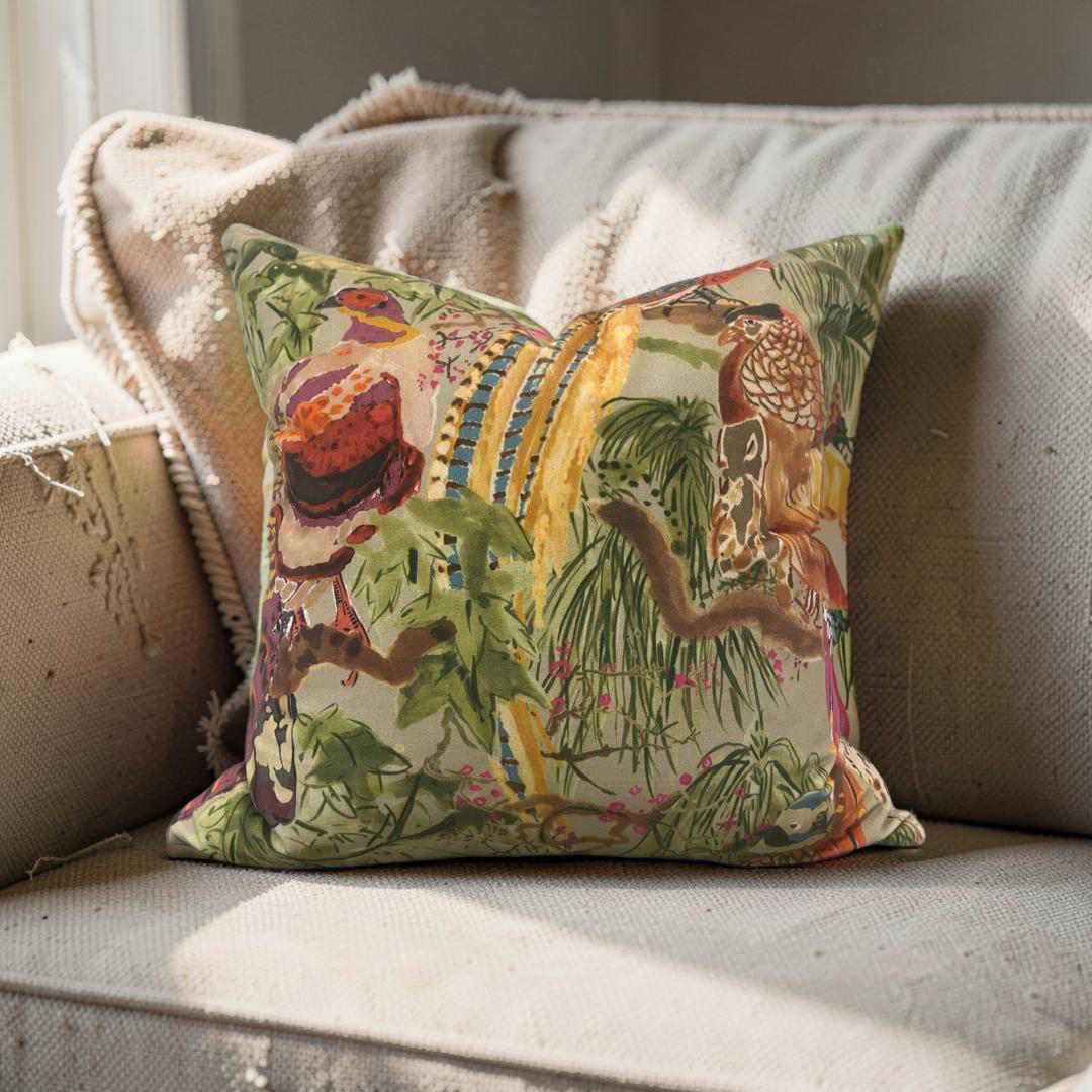 Game Birds Velvet Decorative Pillow 22x22" Knife Edge Cover