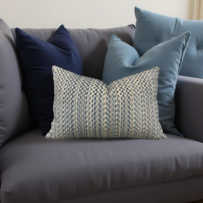 Lumbar Pillow Varick Velvet River Mist 12X18" Knife Edge Cover