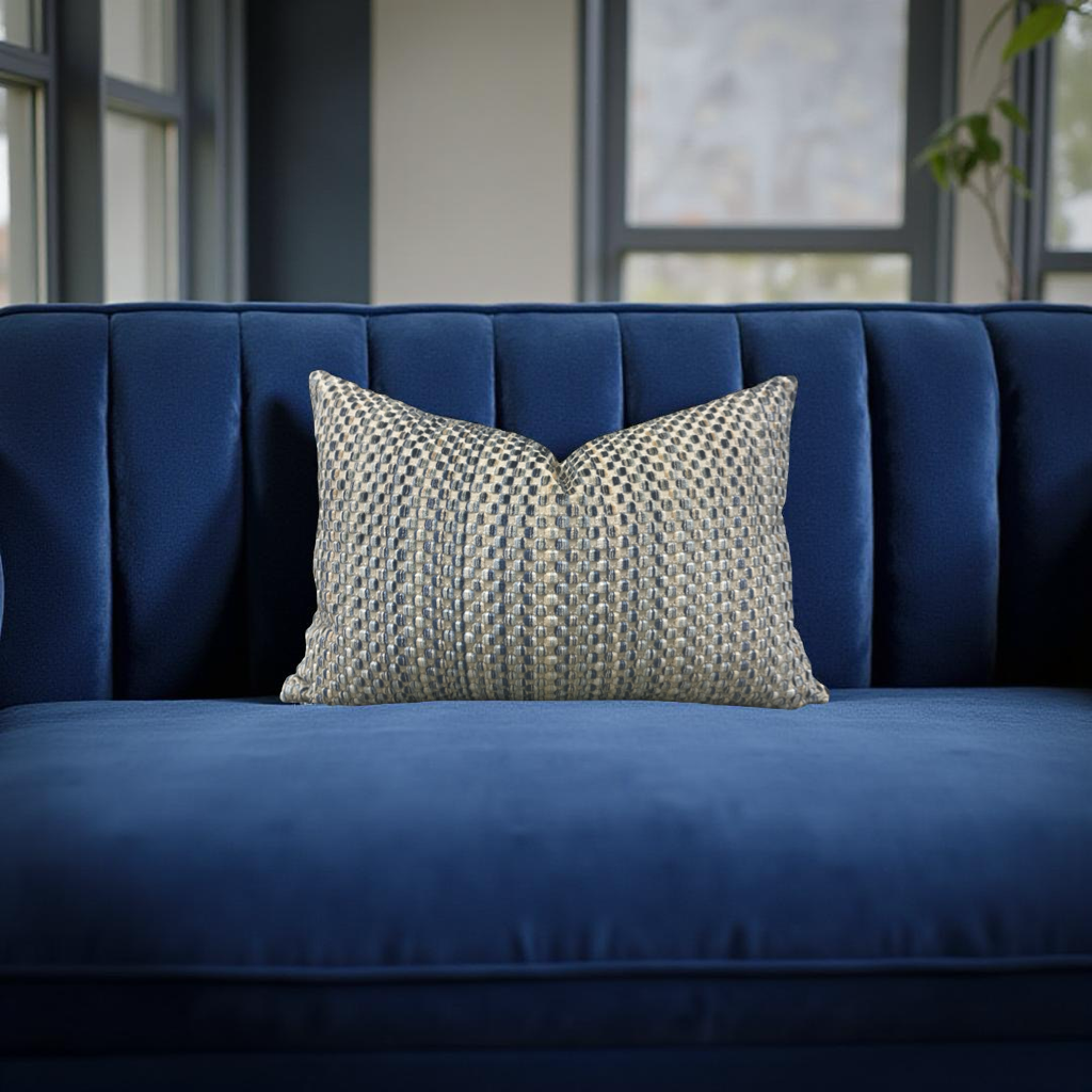 Lumbar Pillow Varick Velvet River Mist 12X18" Knife Edge Cover