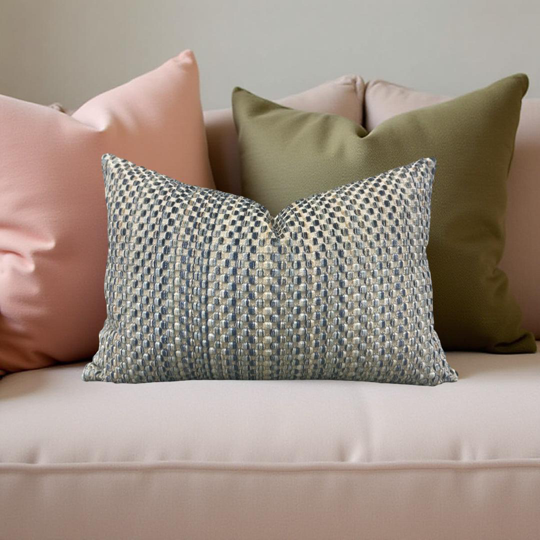 Lumbar Pillow Varick Velvet River Mist 12X18" Knife Edge Cover