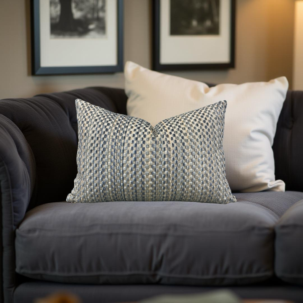 Lumbar Pillow Varick Velvet River Mist 12X18" Knife Edge Cover