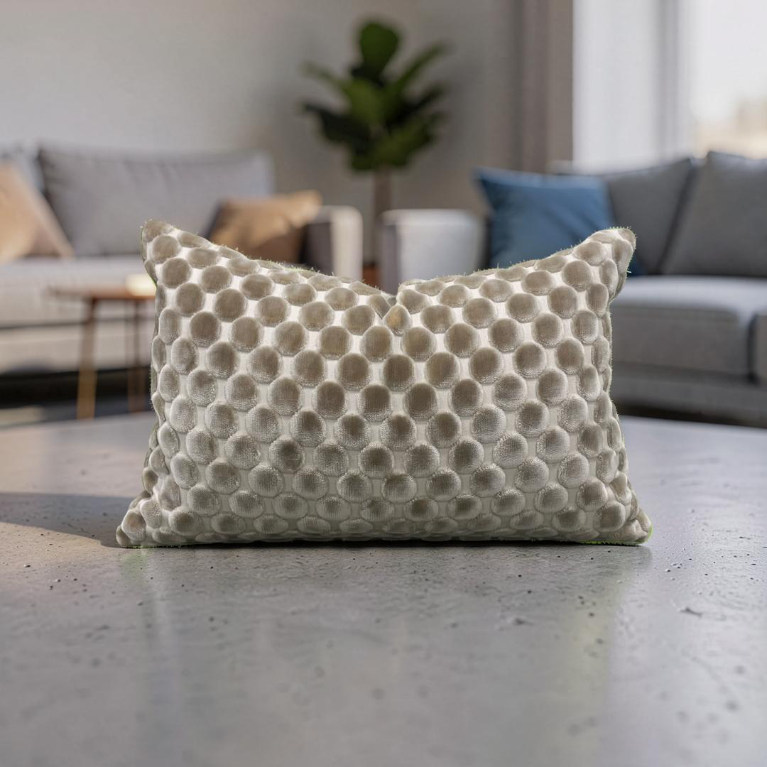 Polka Dot Lumbar Pillow Opulent Suede 12x18" Knife Edge Cover
