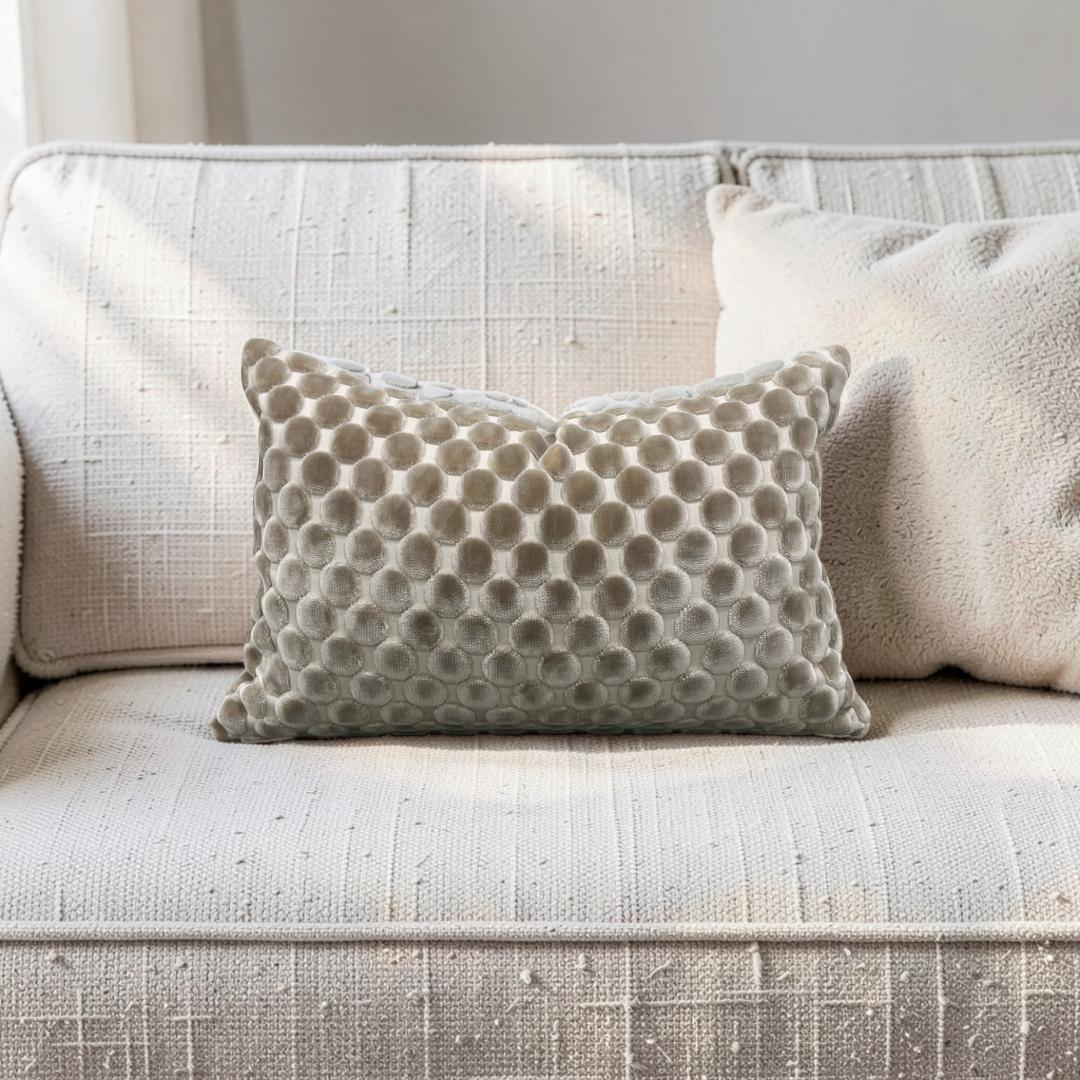 Polka Dot Lumbar Pillow Opulent Suede 12x18" Knife Edge Cover