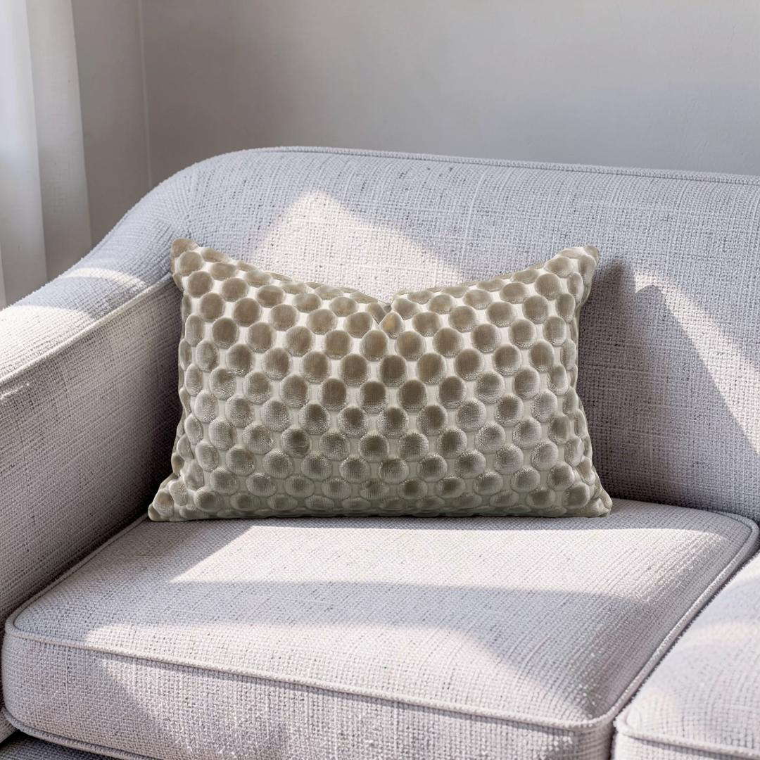 Polka Dot Lumbar Pillow Opulent Suede 12x18" Knife Edge Cover
