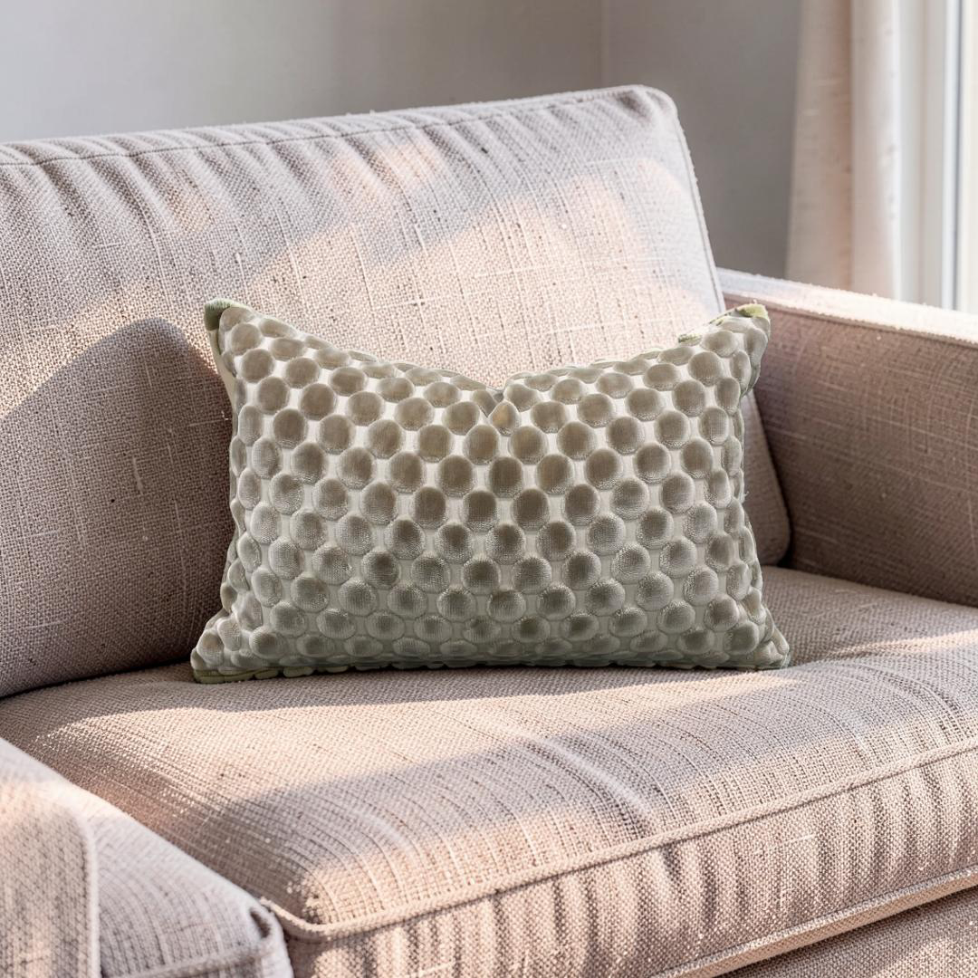 Polka Dot Lumbar Pillow Opulent Suede 12x18" Knife Edge Cover