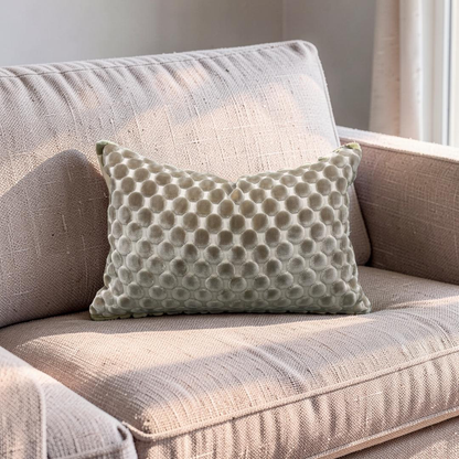Polka Dot Lumbar Pillow Opulent Suede 12x18" Knife Edge Cover