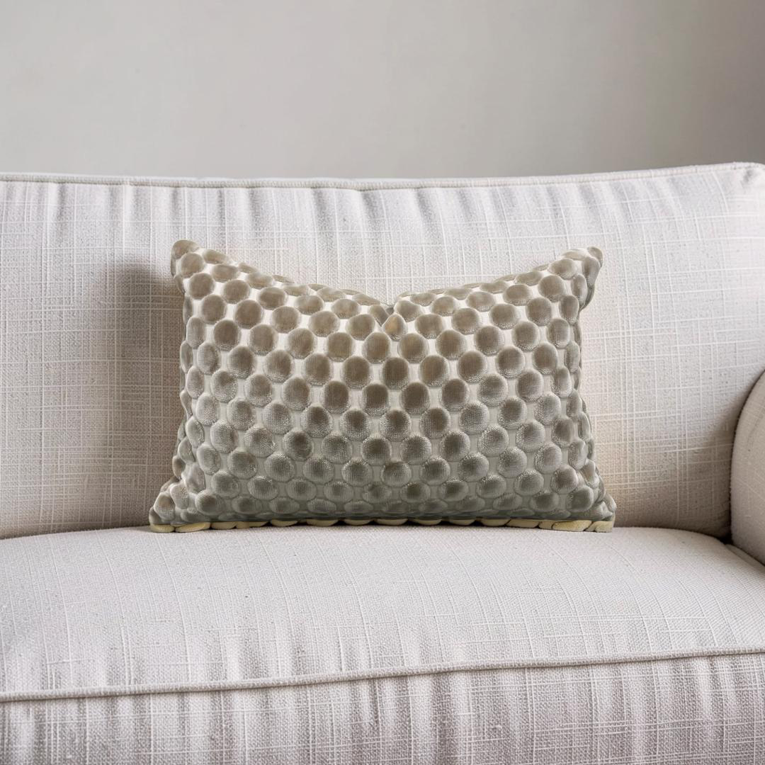Polka Dot Lumbar Pillow Opulent Suede 12x18" Knife Edge Cover