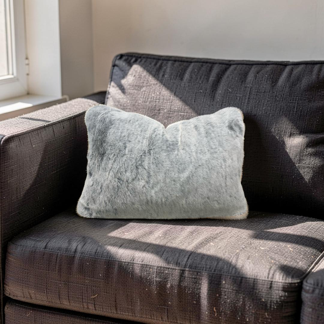 Misia Fur Lumbar Pillow Montparnos Givre 12x18" Knife Edge Cover