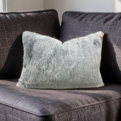 Misia Fur Lumbar Pillow Montparnos Givre 12x18" Knife Edge Cover