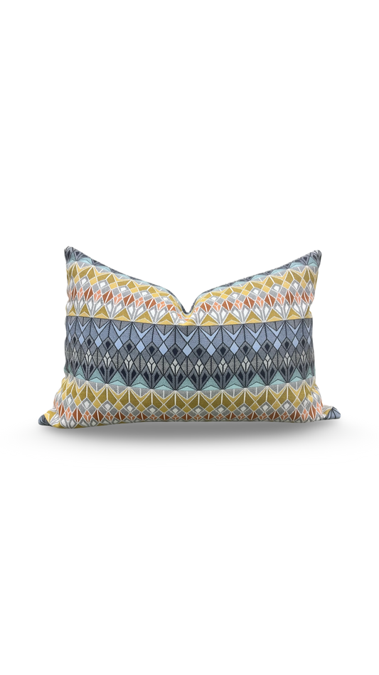 Luxury Fabric Vitreum Toscanini Glass 12x18" Knife Edge Decorative Lumbar Pillow