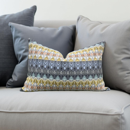 Luxury Fabric Vitreum Toscanini Glass 12x18" Knife Edge Decorative Lumbar Pillow