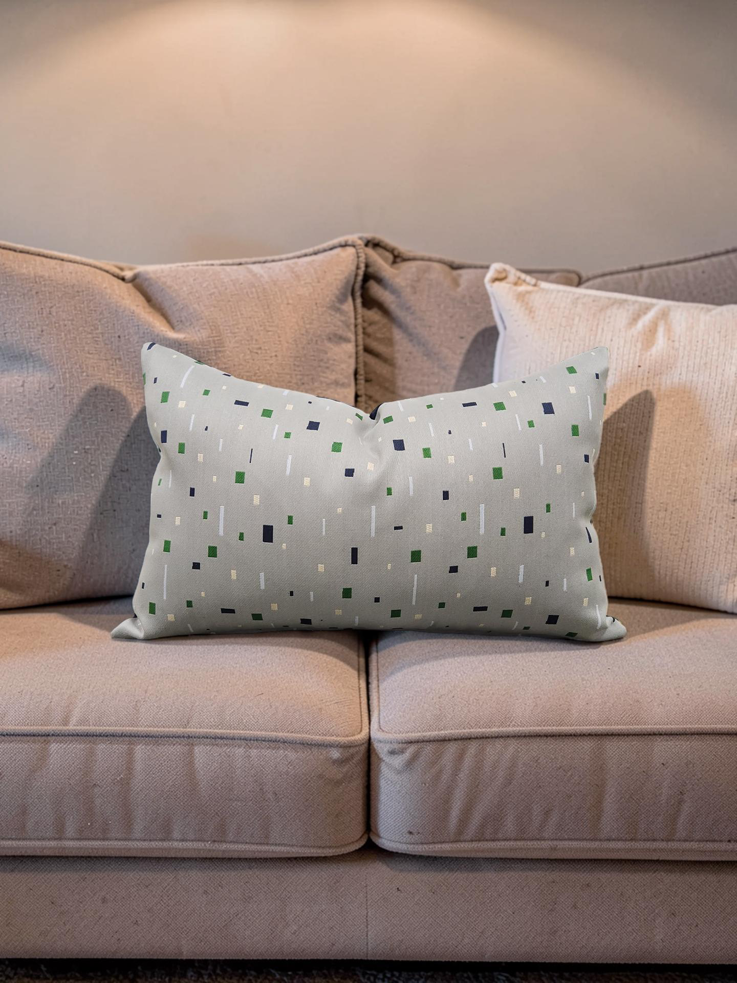 Lumbar Pillow Emerald on Grey 12x18" Knife Edge Cover