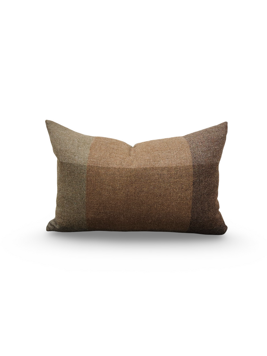 Lumbar Pillow Wool Check Cedar 12x18" Knife Edge Cover