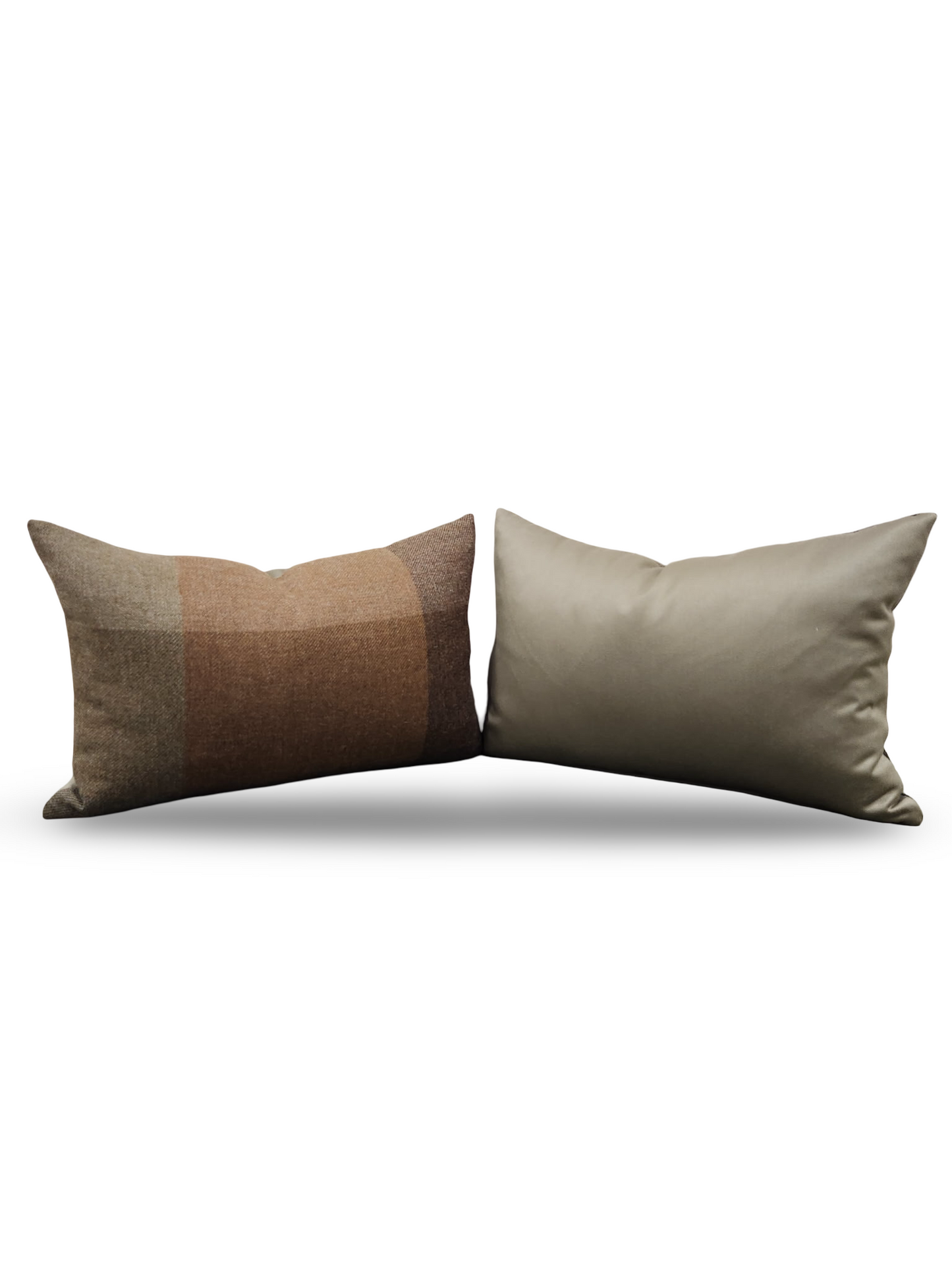 Lumbar Pillow Wool Check Cedar 12x18" Knife Edge Cover