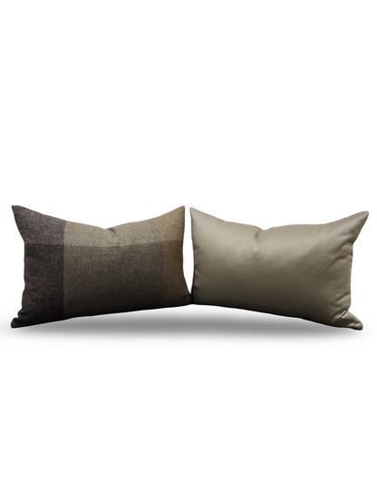 Lumbar Pillow Wool Check Cedar 12x18" Knife Edge Cover