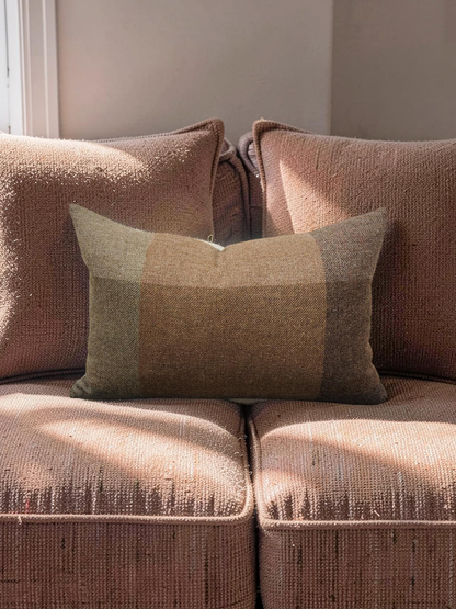 Lumbar Pillow Wool Check Cedar 12x18" Knife Edge Cover