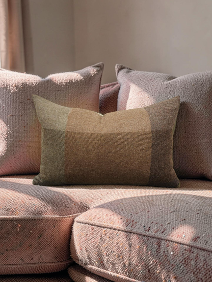 Lumbar Pillow Wool Check Cedar 12x18" Knife Edge Cover