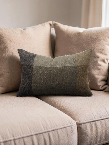 Lumbar Pillow Wool Check Cedar 12x18" Knife Edge Cover