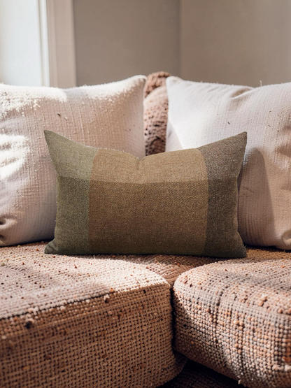 Lumbar Pillow Wool Check Cedar 12x18" Knife Edge Cover