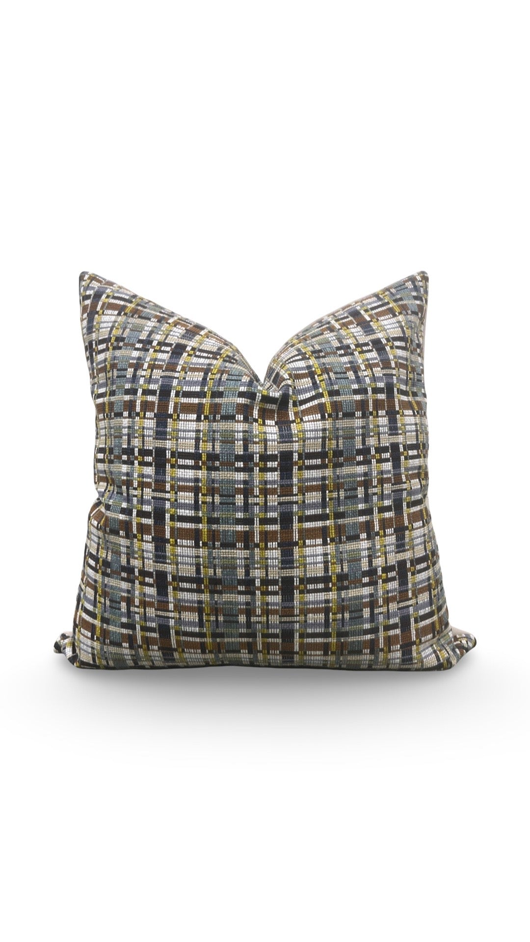 Decorative Pillow Stepped Plaid Quarry 20x20" Knife Edge Cover