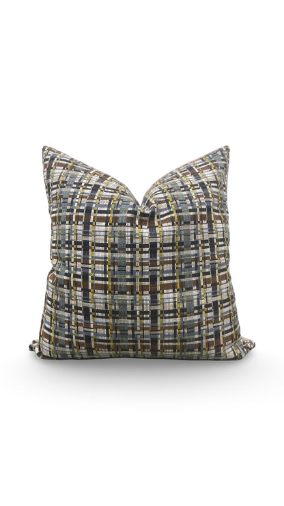 Decorative Pillow Stepped Plaid Quarry 20x20" Knife Edge Cover