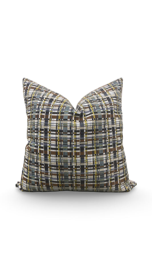 Decorative Pillow Stepped Plaid Quarry 20x20" Knife Edge Cover