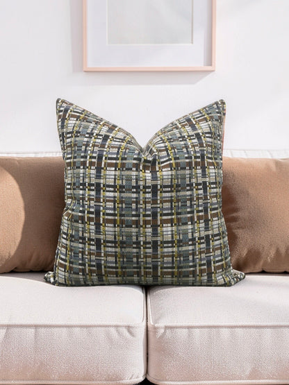 Decorative Pillow Stepped Plaid Quarry 20x20" Knife Edge Cover